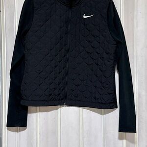 Nike Black Quilted Front Puffer Jacket with Swoosh